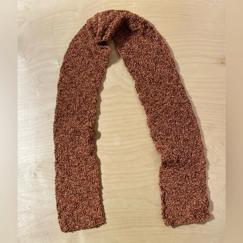 Textured Brown Crochet Scarf (EZ)